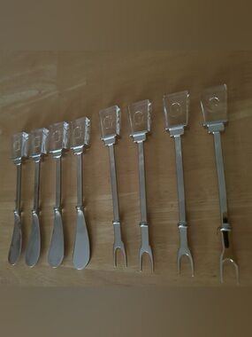 Clear-Top Stainless Appetizer Forks & Spreaders